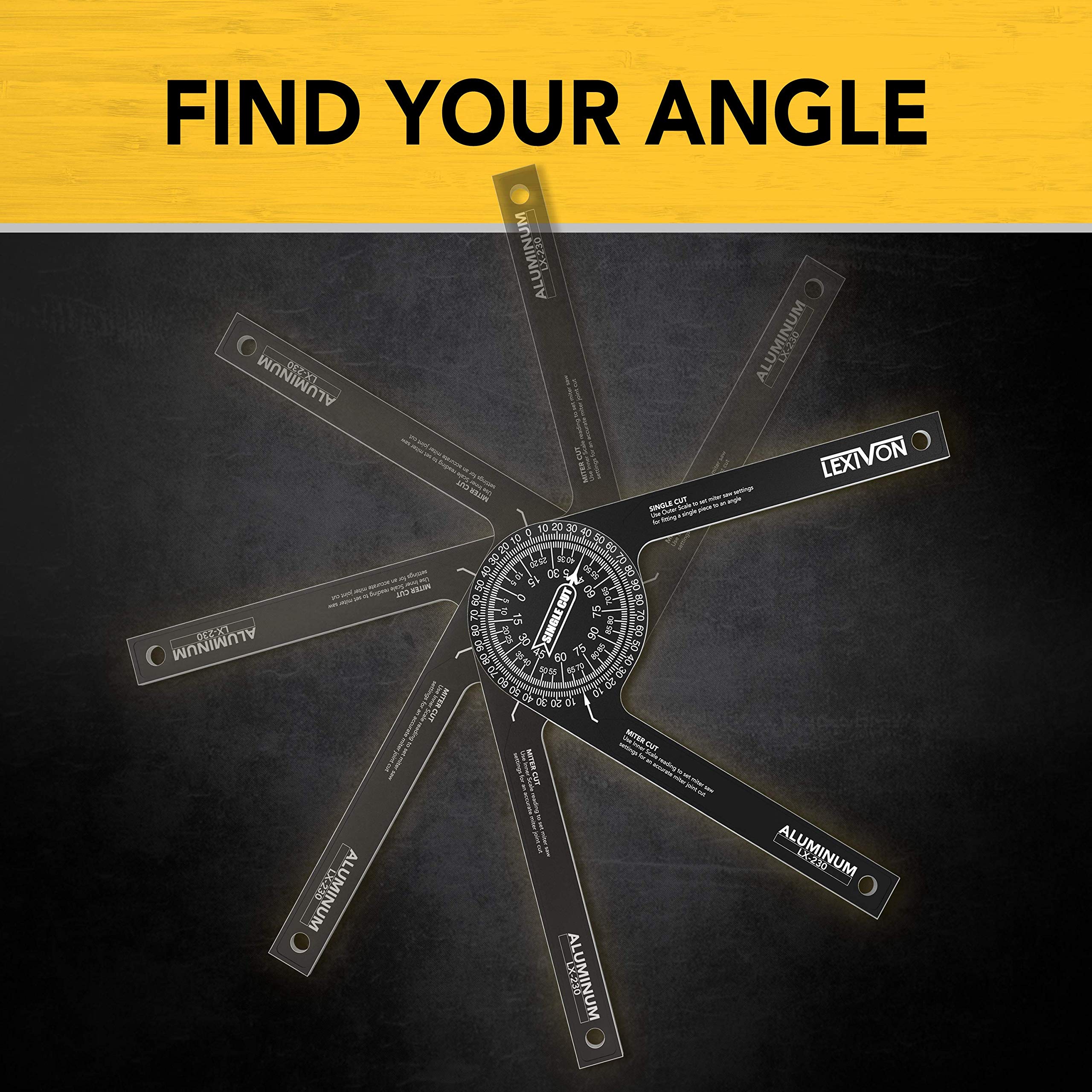 LEXIVON aluminum protractor ideal for crown molding and trim work.