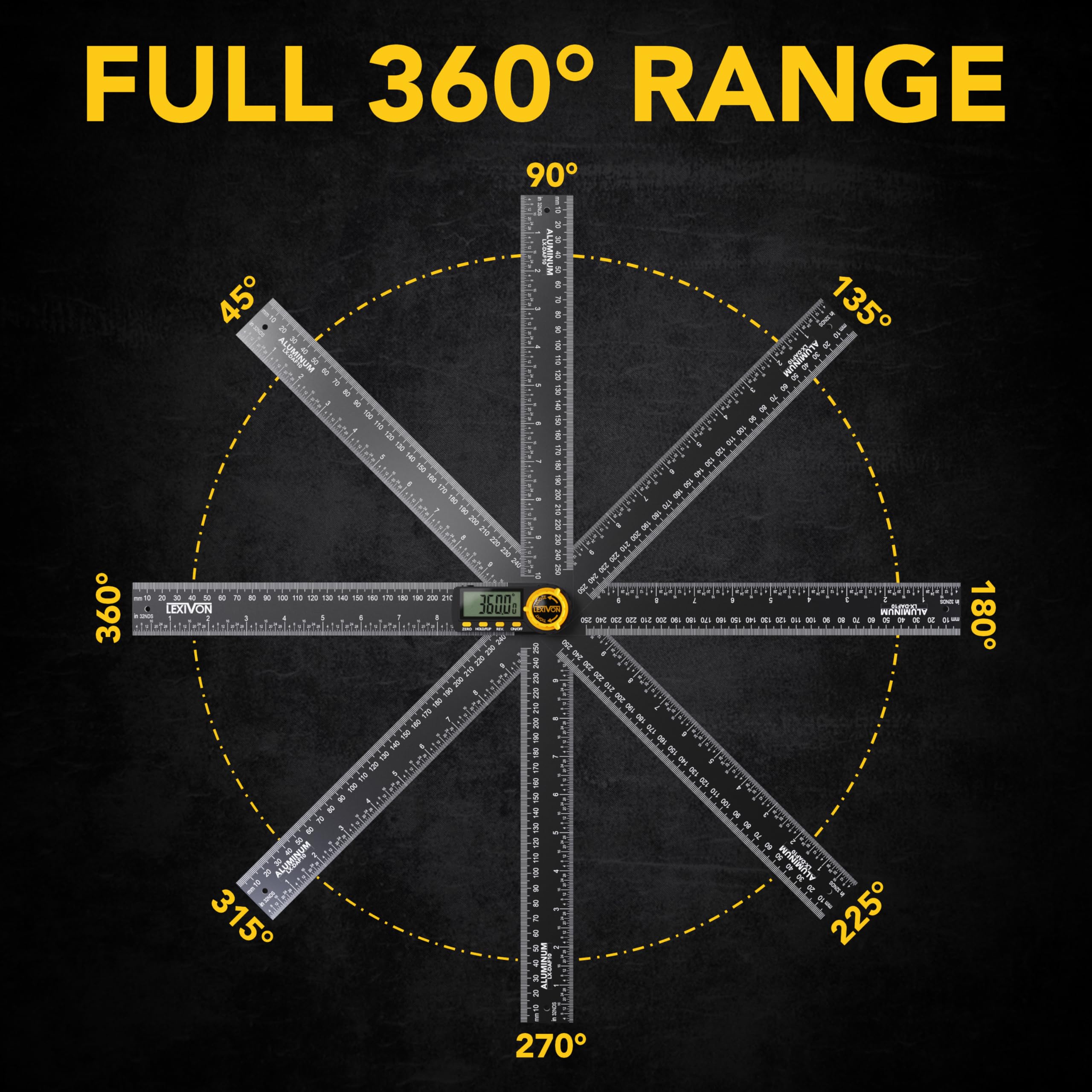 LEXIVON DAF10 ten-inch aluminum rule delivers rigid accuracy for layout tasks.