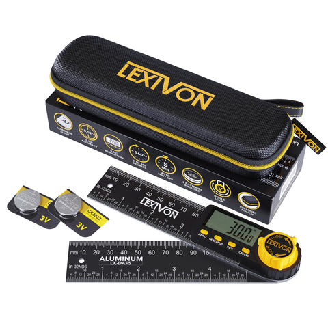 LEXIVON digital angle finder display clearly shows precise angles for woodworking.