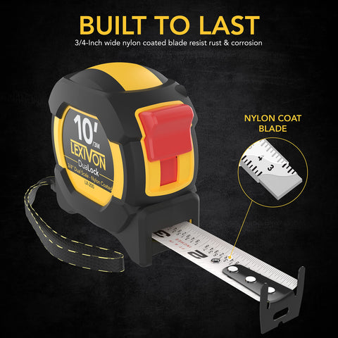 LEXIVON dual-lock tape measure anti-skid case aids one-handed operation on rough surfaces