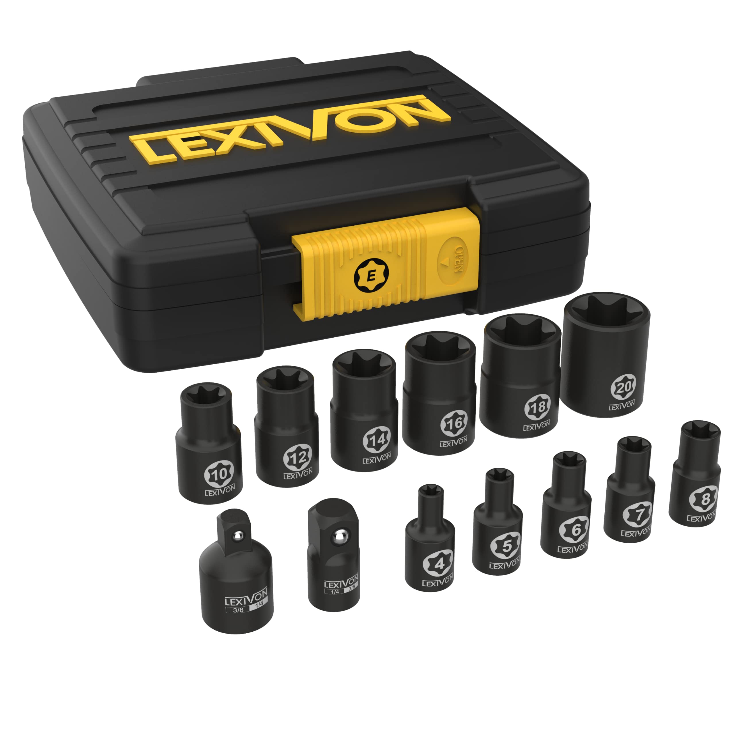 LEXIVON E-TORX socket set in case for organized projects