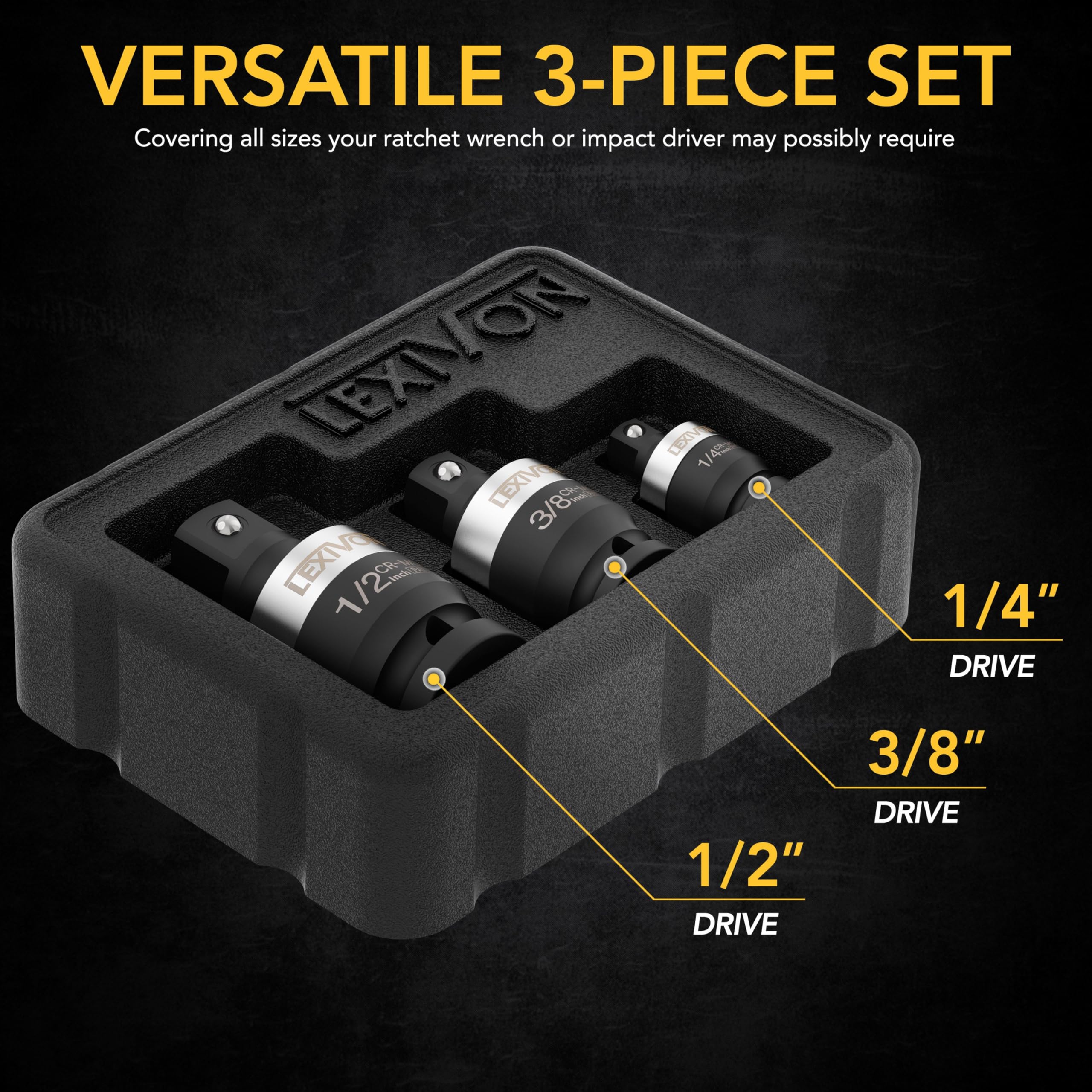 LEXIVON Impact SLIM joint offers 360-degree rotation for hard-to-reach fasteners.