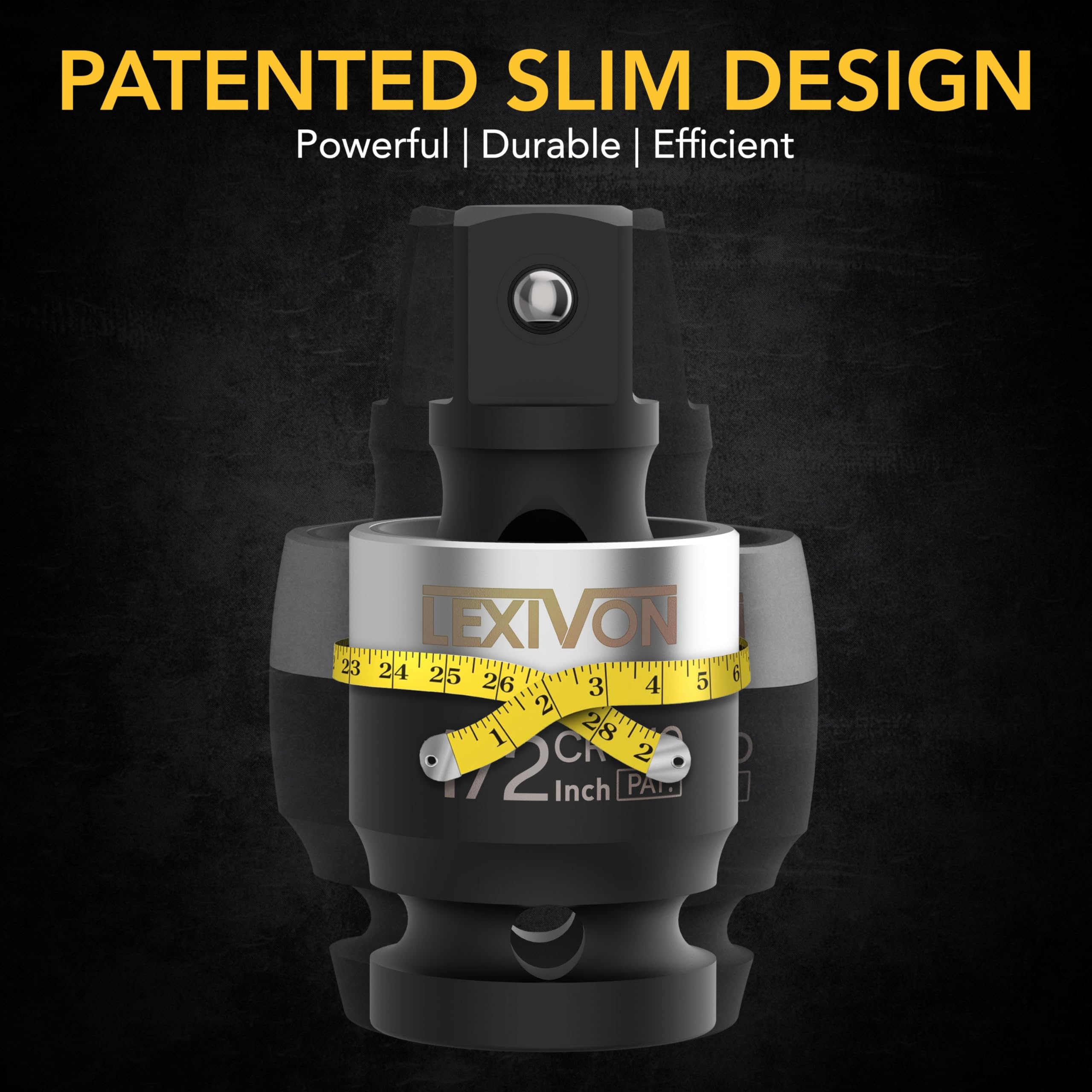 LEXIVON Impact SLIM joint shows laser-etched sizes for quick, accurate selections.
