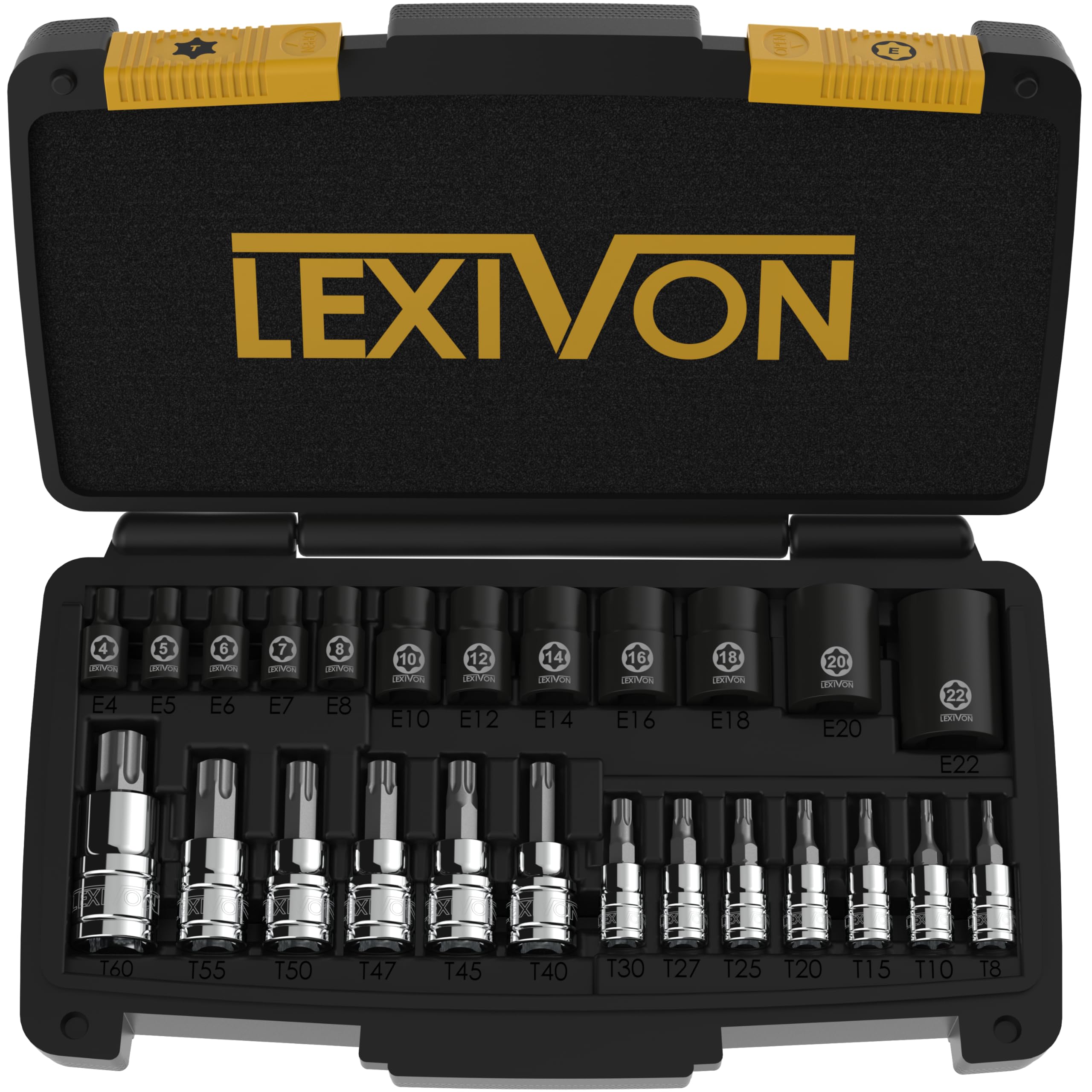 LEXIVON LX-148 inverted Torx close-up shows precise fit in tight spaces.
