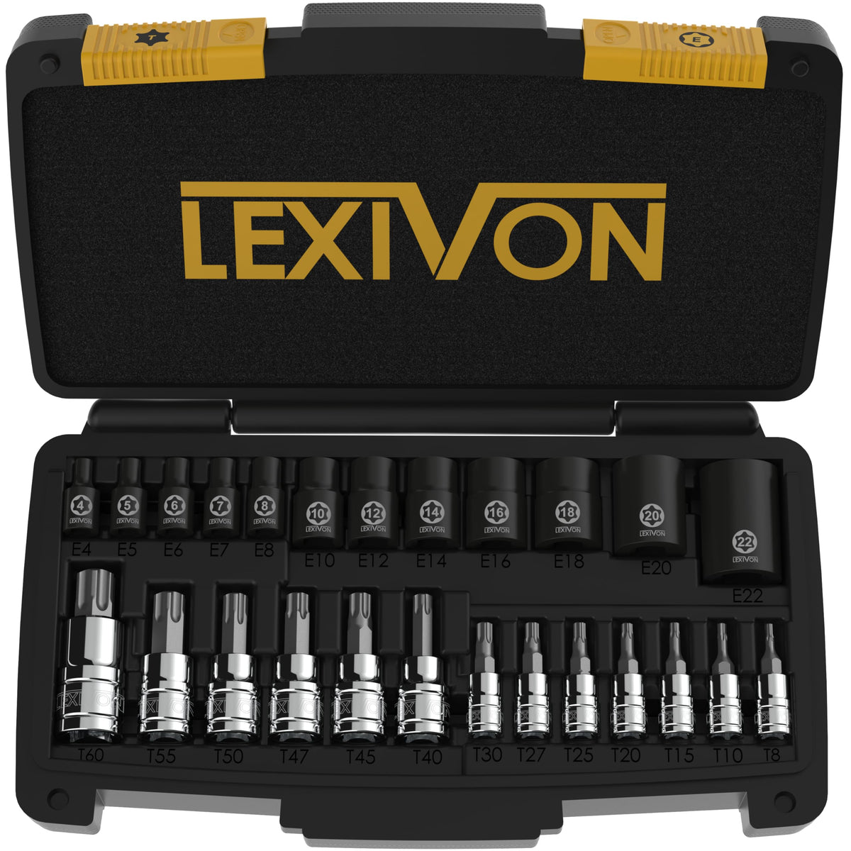 LEXIVON LX-148 inverted Torx close-up shows precise fit in tight spaces.