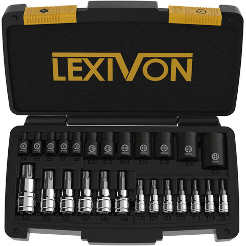 LEXIVON LX-148 inverted Torx close-up shows precise fit in tight spaces.