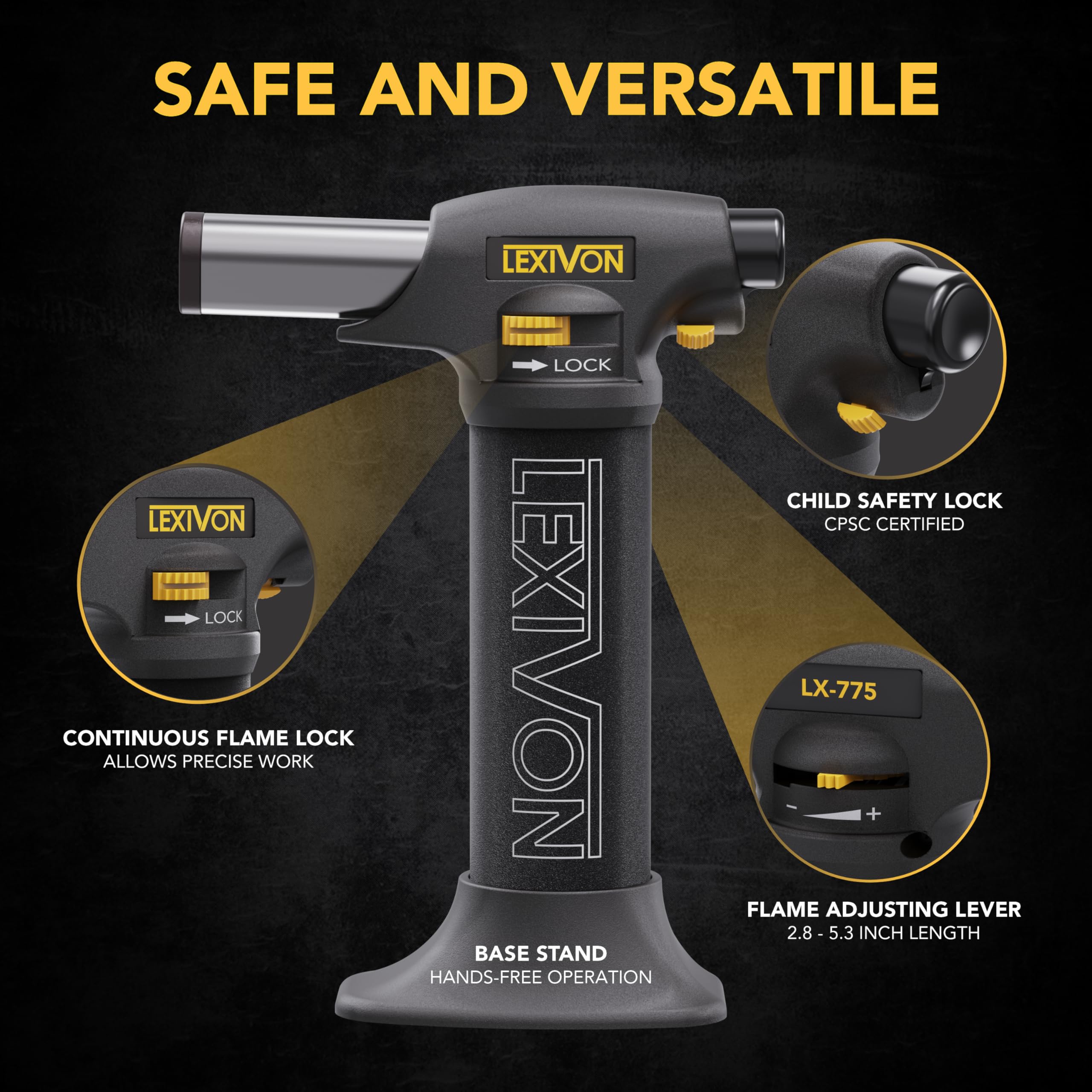 LEXIVON LX-775 adjustable flame for precise heat control.