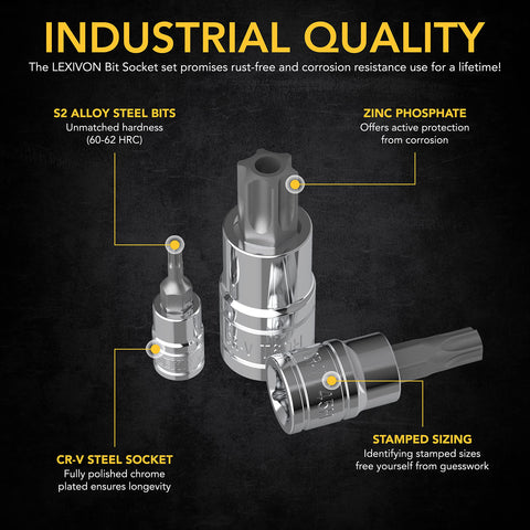 LEXIVON Chrome vanadium sockets resist wear and support smooth turning
