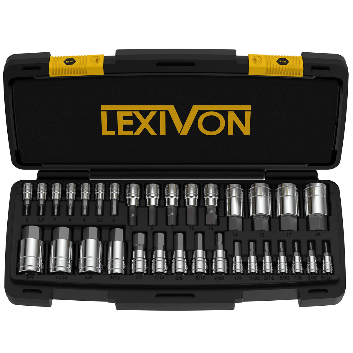 LEXIVON Master hex bit socket set in case for reliable torque on many projects