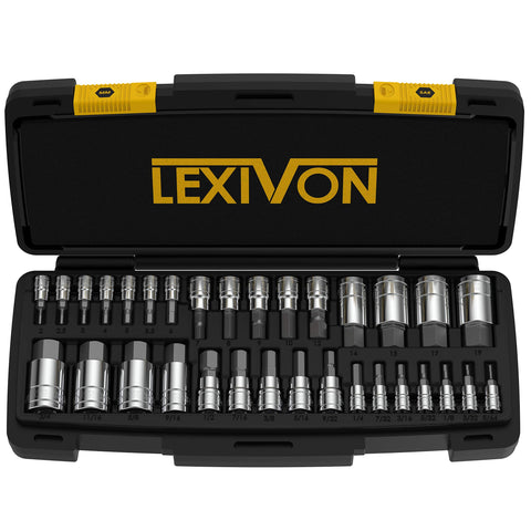 LEXIVON Master hex bit socket set in case for reliable torque on many projects