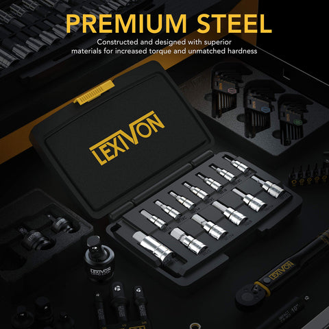 LEXIVON SAE hex bits sizes area highlights ready-to-use precision