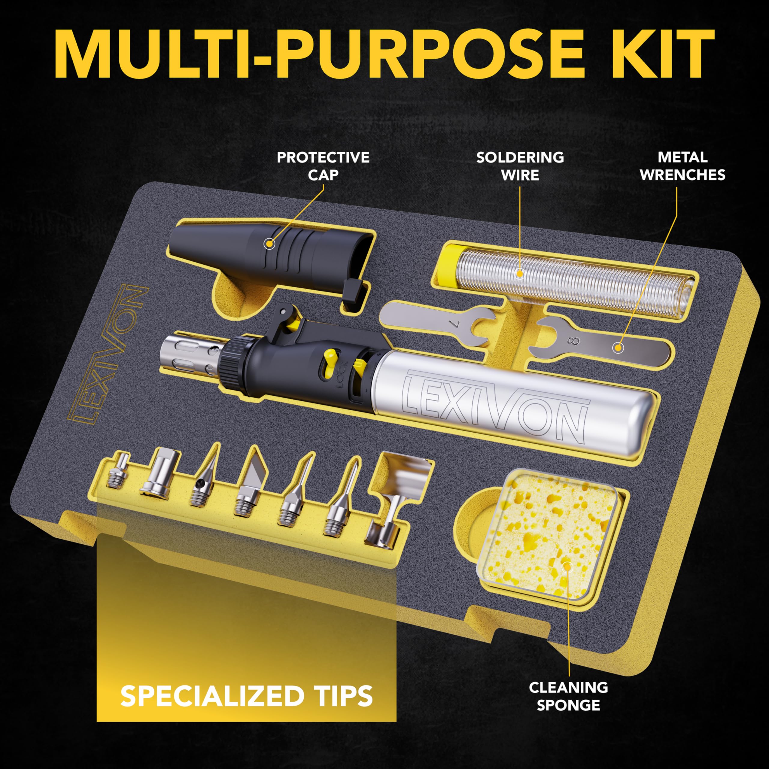 LEXIVON soldering tip set with seven tips supports versatile joints and materials