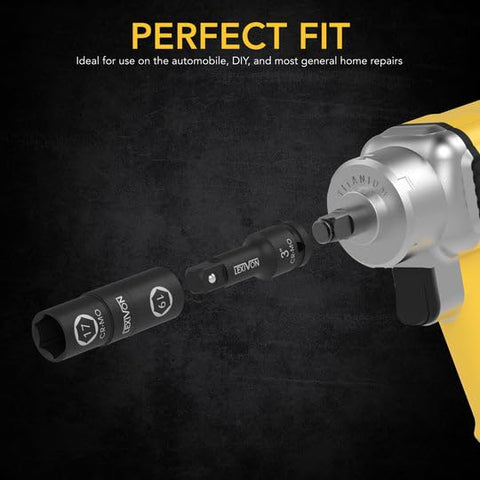 LEXIVON three-inch-extension-bar extends reach in tight spaces.