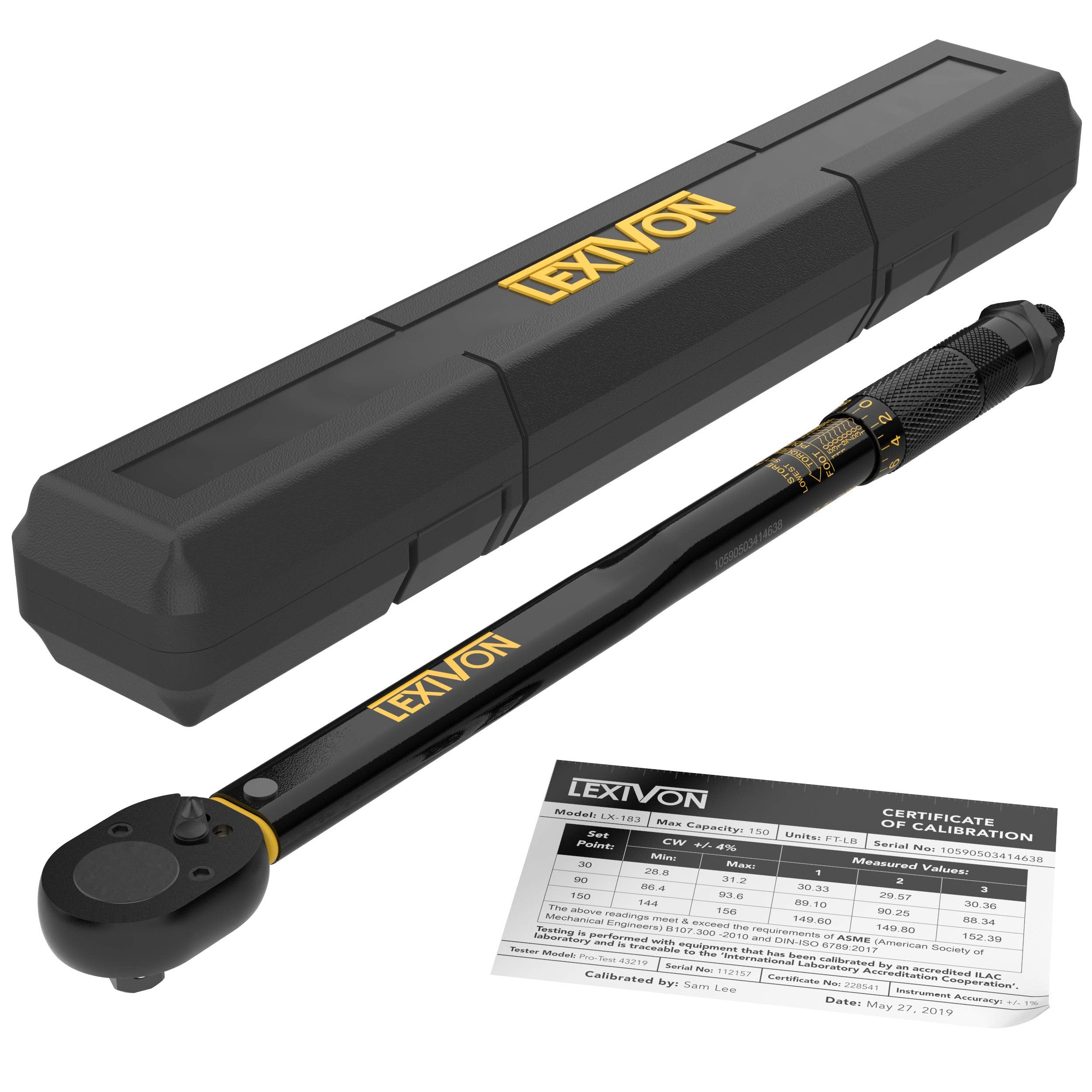 LEXIVON torque wrench with 1/2-inch drive click for precise control