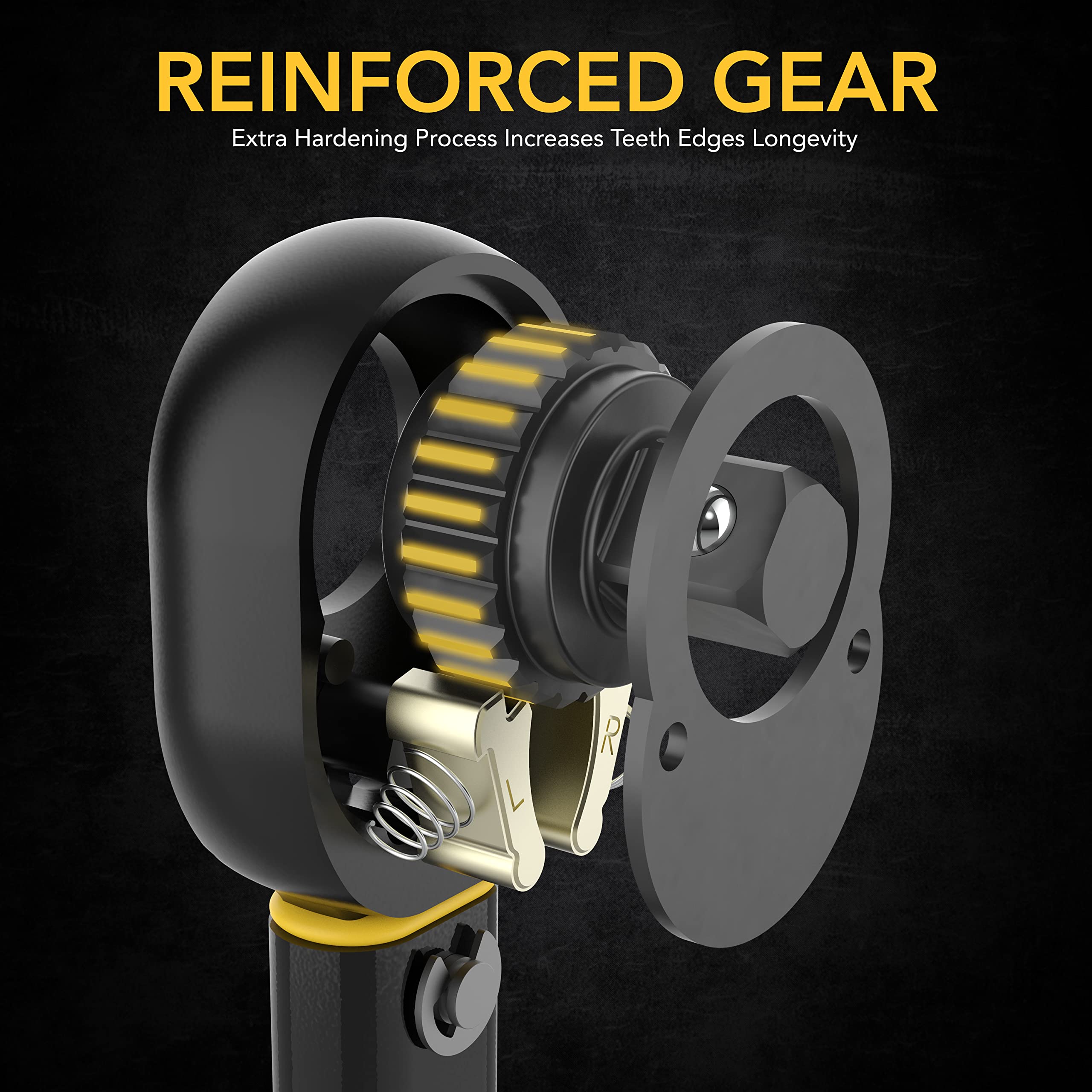 LEXIVON torque wrench with hardened gear head for rugged durability