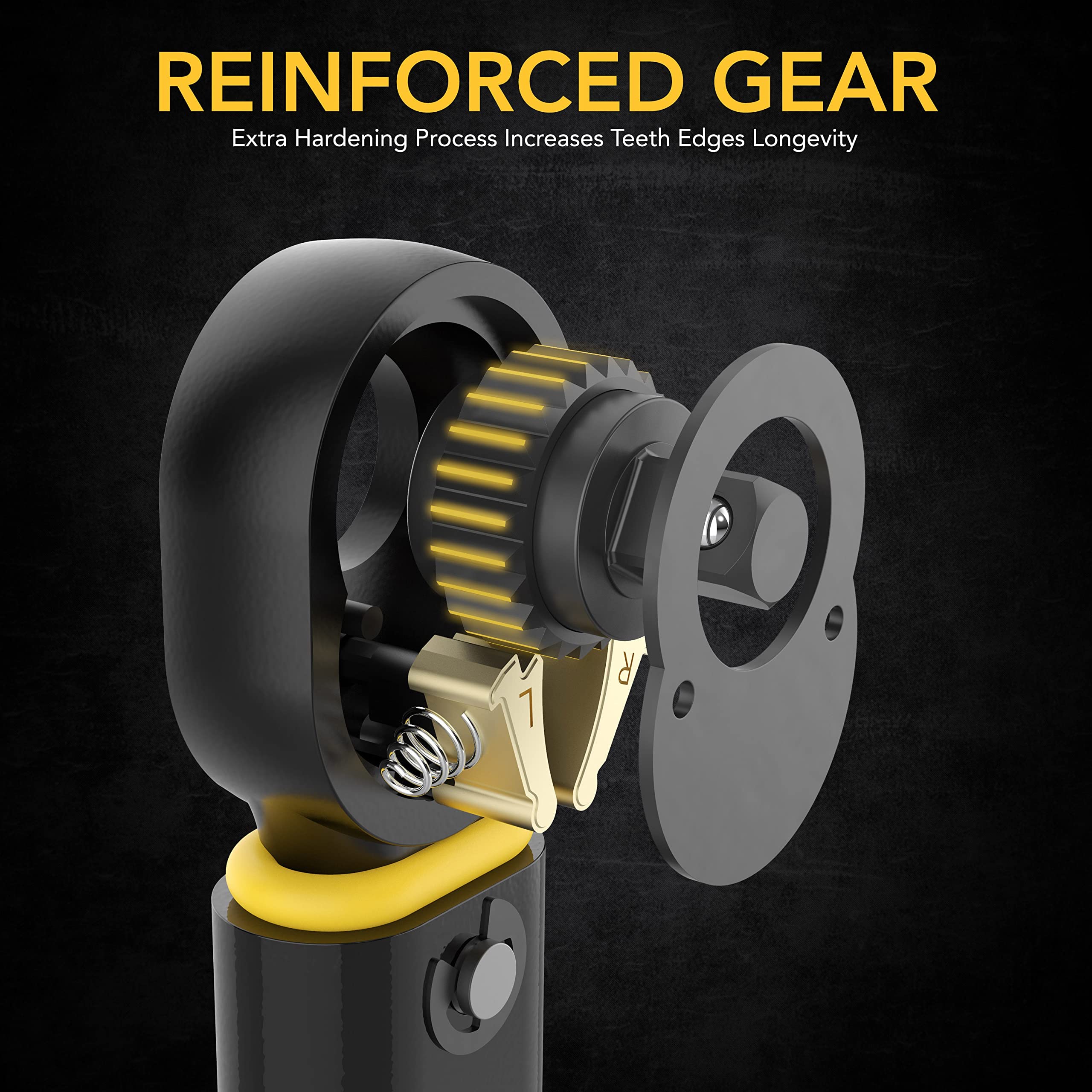 Heat-treated chrome vanadium gear head on the LX-181 for durable performance.