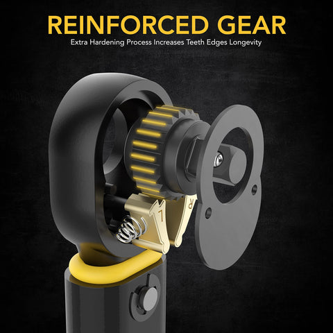 Heat-treated chrome vanadium gear head on the LX-181 for durable performance.