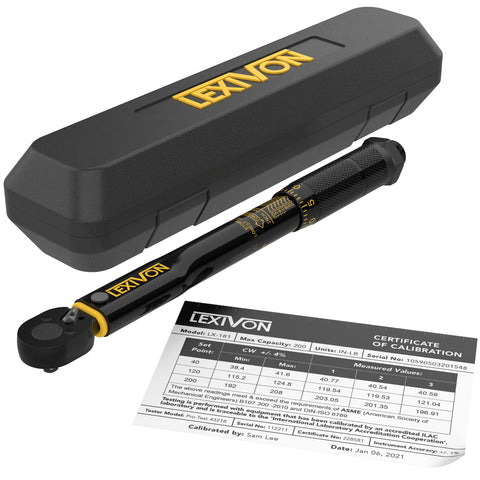 LEXIVON LX-181 torque wrench quarter-inch drive for precise tightening on fasteners.