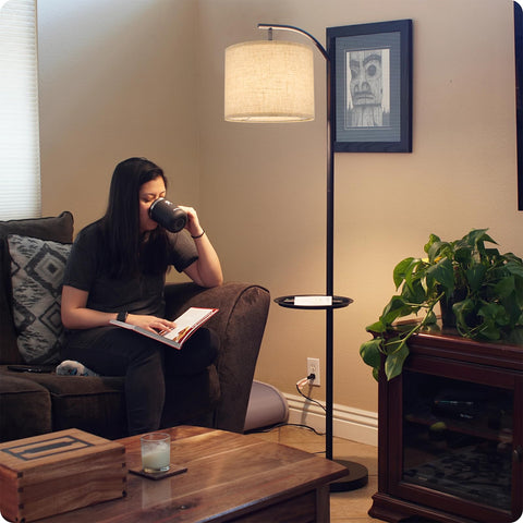 LEYINPEI beige lampshade installed on a table lamp for quick upgrade