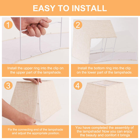LEYINPEI beige square lampshade bottom view demonstrates depth and steady fit