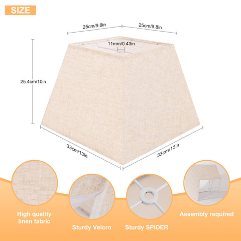 LEYINPEI beige square lampshade top view reveals linen texture and clean lines for modern interiors