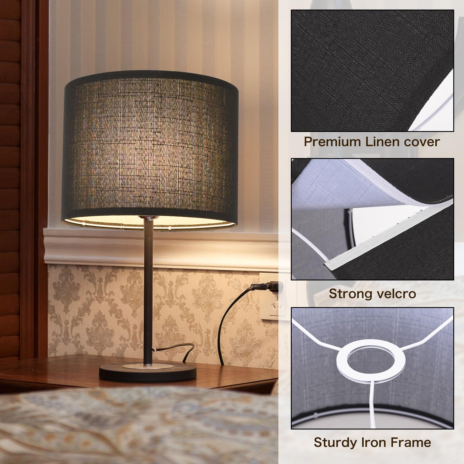 LEYINPEI black linen texture close-up for warm ambiance
