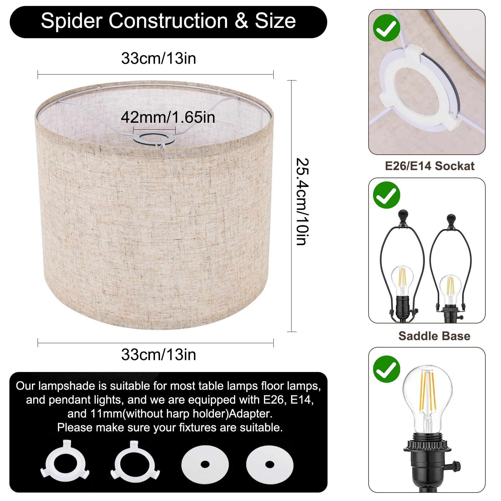 LEYINPEI soft light from beige linen shade creates comfortable ambience
