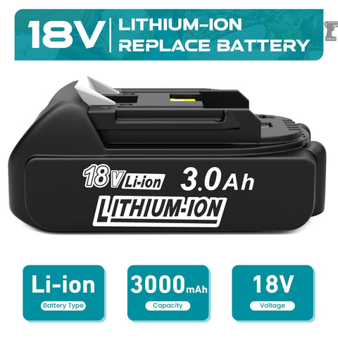 Leyootoolelec 3.0Ah Li-ion pack extends Makita 18V working time.