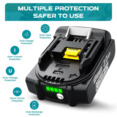 Leyootoolelec extended-runtime design for Makita 18V tools.