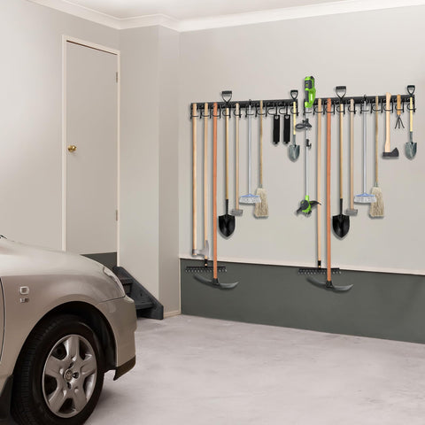 LEYU four 16-inch holders provide scalable garage wall storage.