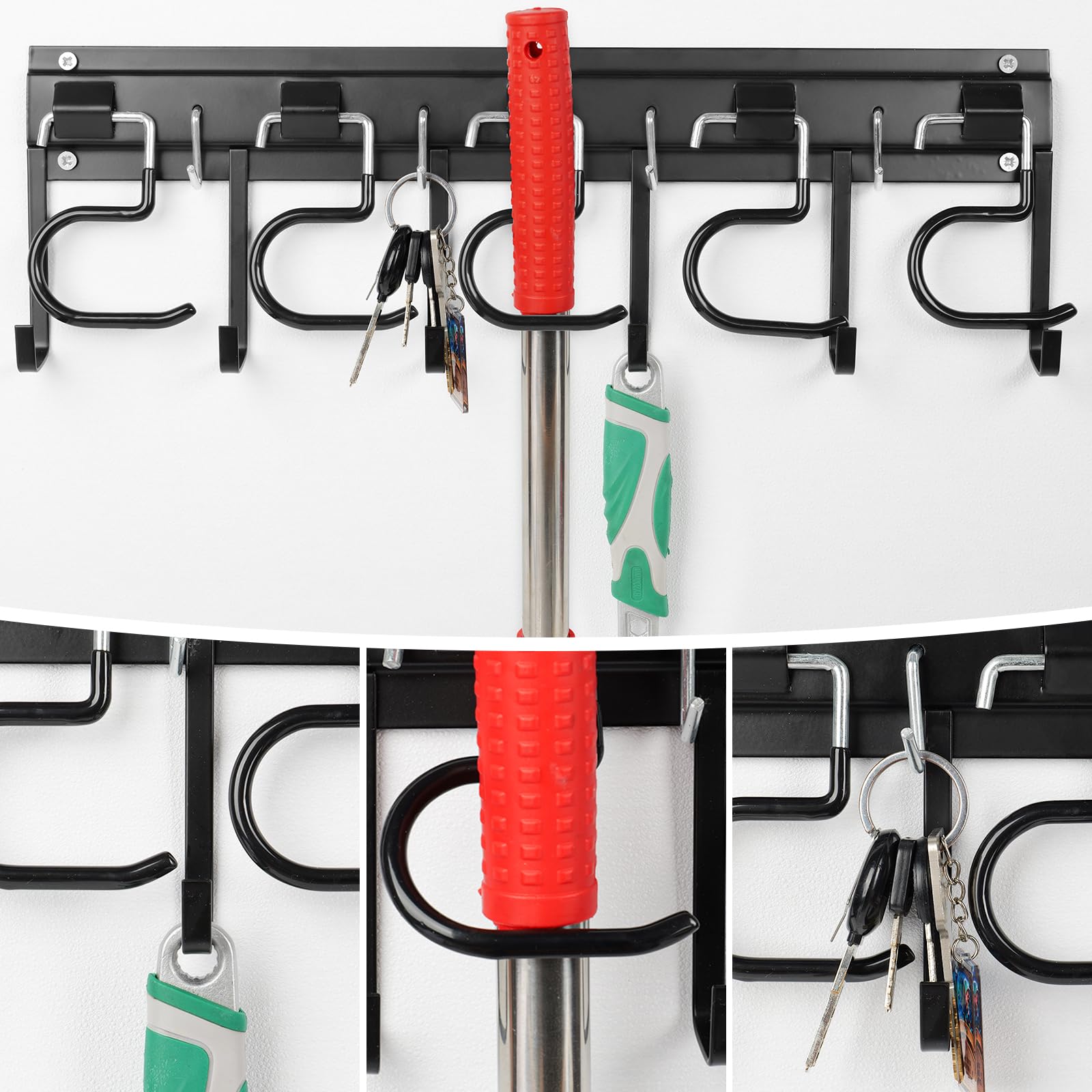 LEYU heavy-duty metal rack for mop, broom, shovel, and more.