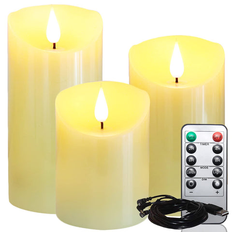 Lezonic rechargeable flickering candles with remote for easy ambience control.