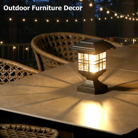 Lffital four-pack solar post cap lights for multiple posts outdoors