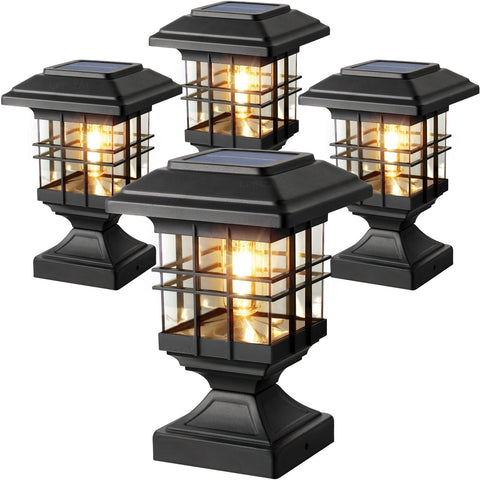 Lffital solar post cap lights glow on a post adding elegant outdoor ambiance