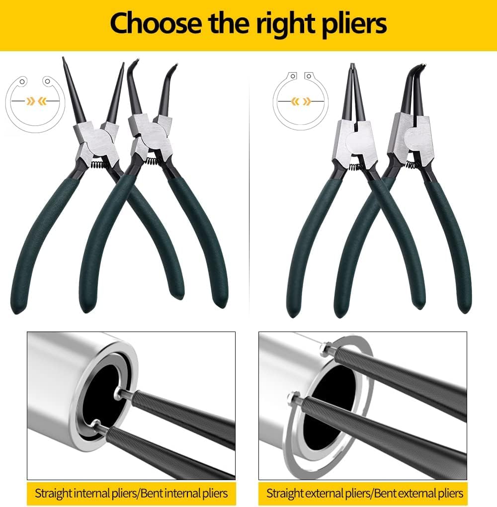 LFSEMINI 7-inch 90-degree external snap ring pliers for tight spaces.