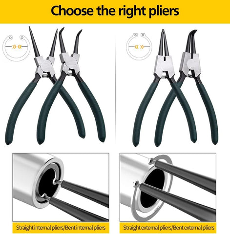LFSEMINI 7-inch 90-degree external snap ring pliers for tight spaces.