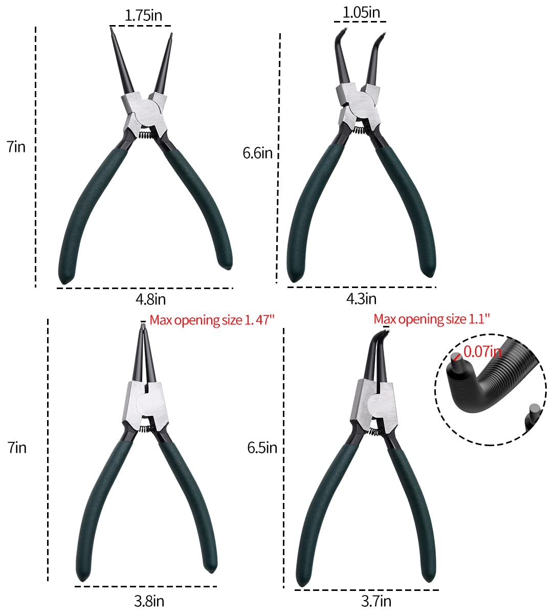 LFSEMINI 90-degree external snap ring pliers fit narrow gaps