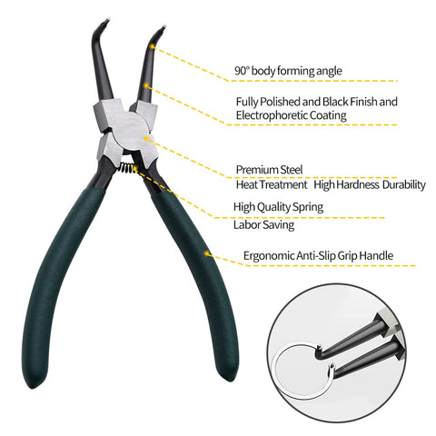 LFSEMINI 90-degree internal snap ring pliers reach tight spaces