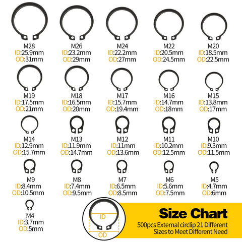 LFSEMINI snap rings M4–M28 size coverage for various assemblies