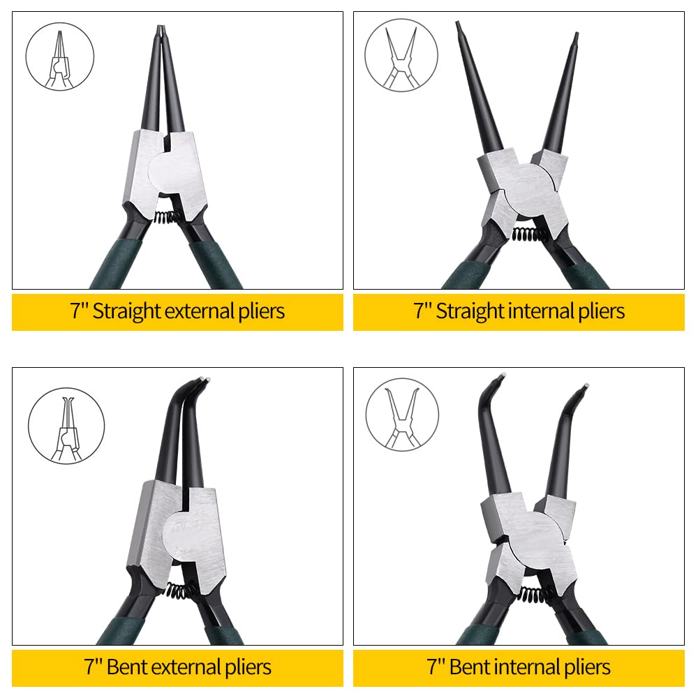 LFSEMINI straight internal snap ring pliers included in kit