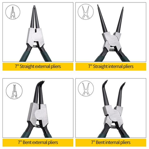LFSEMINI straight internal snap ring pliers included in kit