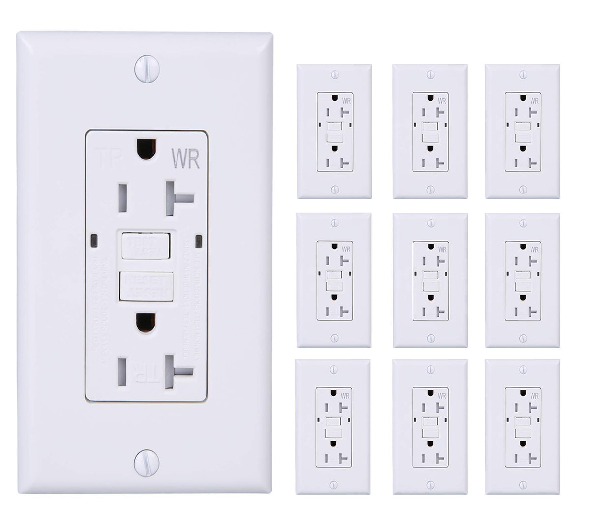 LGL 20A GFCI duplex outlet front view for home safety
