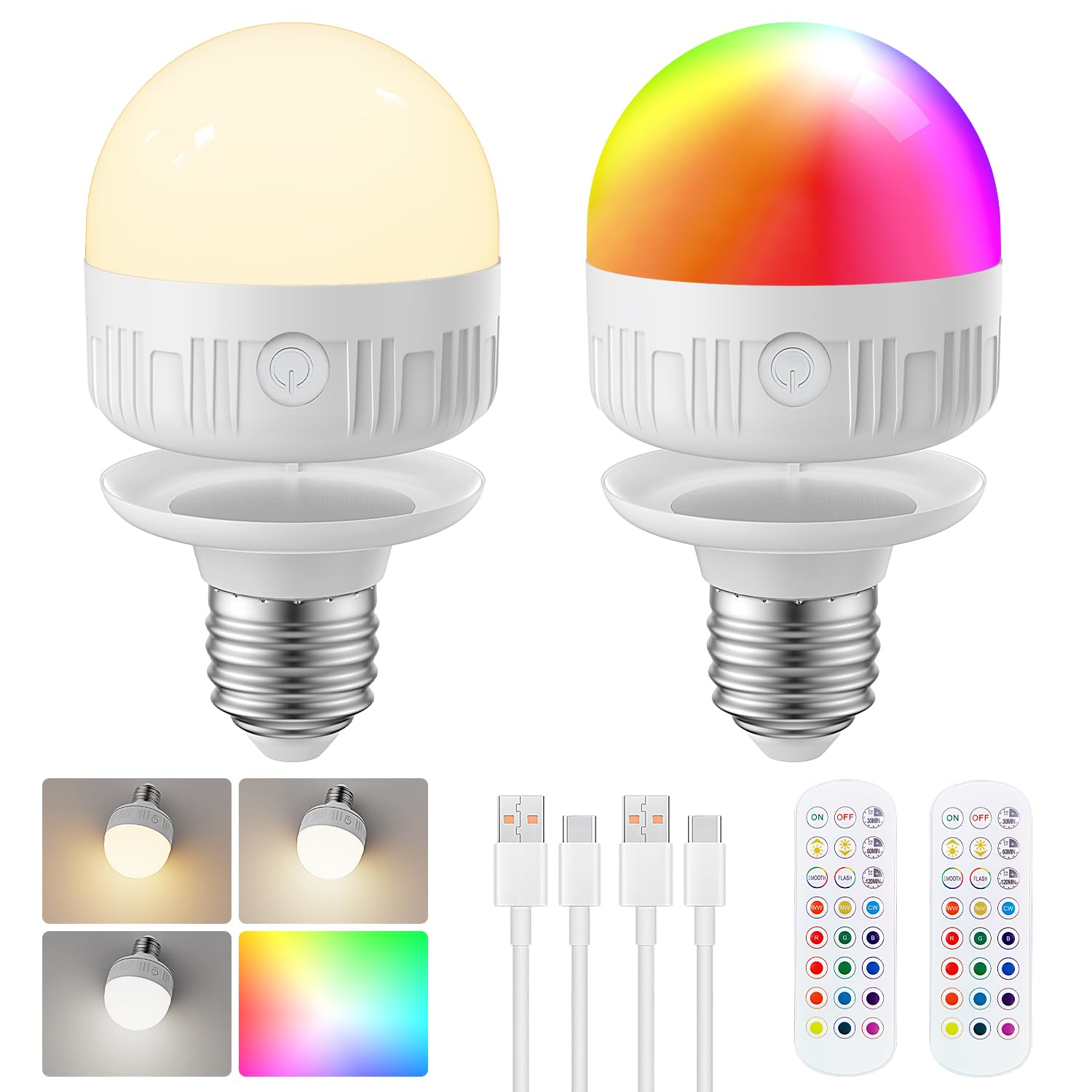 LGMCF rechargeable lightbulb with remote for easy lighting control from a distance