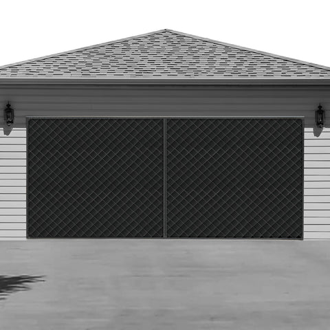 LIAMST garage door curtain, front view with full coverage against drafts