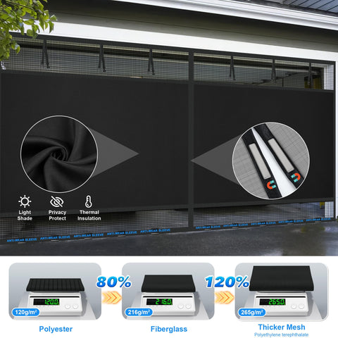 LIAMST privacy garage screen in black mesh for durable privacy.