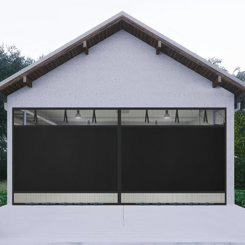 LIAMST privacy garage screen, closed 16x7ft mesh, for privacy and air circulation.