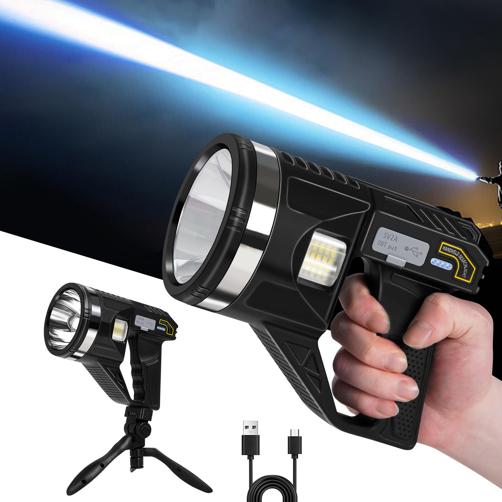 LiangJJ Spotlight front view shows a high-lumen beam for clear night visibility.