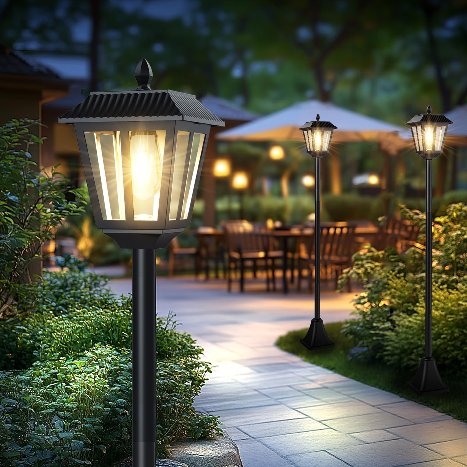 LIANGLOME pole detail shows rust-resistant coating for durable outdoor use.