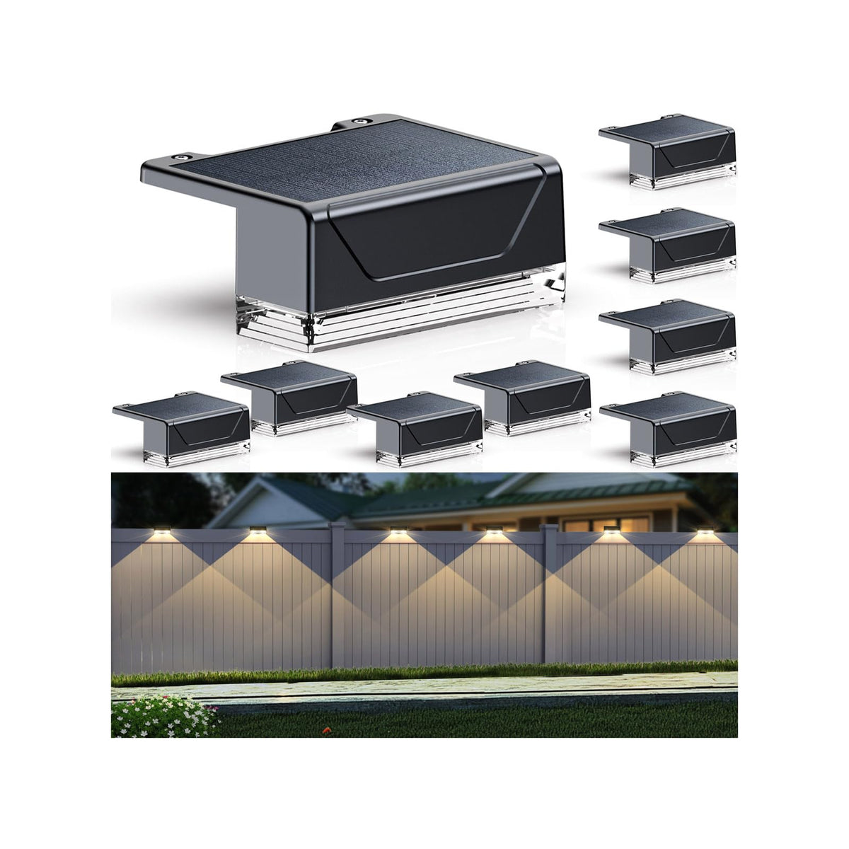 LIANGLOME solar fence light mounted with adhesive for easy outdoor lighting