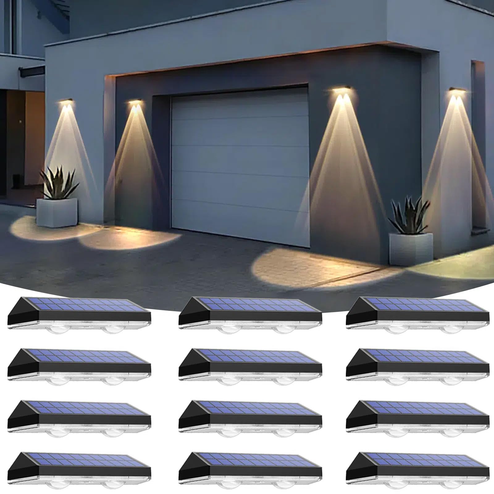 LIANGLOME solar fence light front view with adjustable color modes for outdoor ambiance